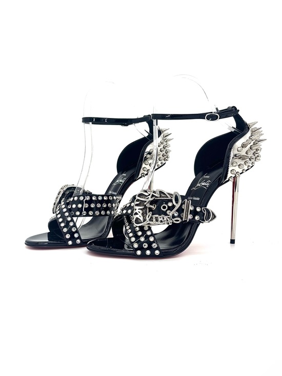 Christian Louboutin Shoes - Christian Louboutin Wosandal Pic 100 Silver Spike High Heel Sandals 38.5